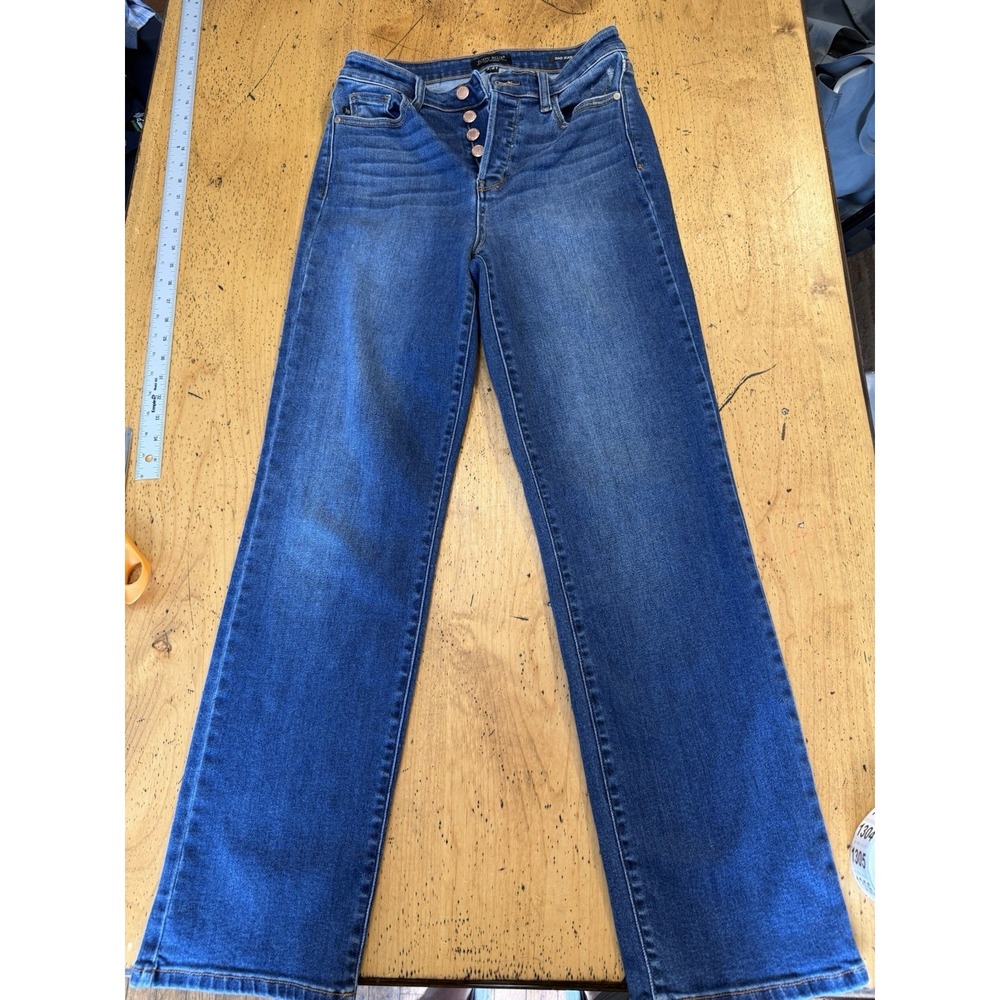 Judy Blue Relaxed Fit Dark Wash Distressed Jeans Denim Size 5/27 Casual Snap But